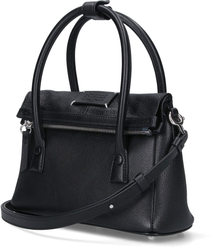 Maison Margiela Rectangular Black Sheepskin Leather Tote Zwart
