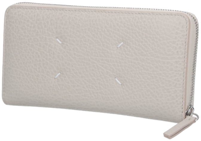 Maison Margiela Grey Four Stitches Textured Leather Wallet Grijs
