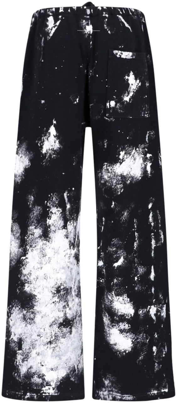 Maison Margiela Black Distressed Splatter Pattern Sport Trousers Zwart