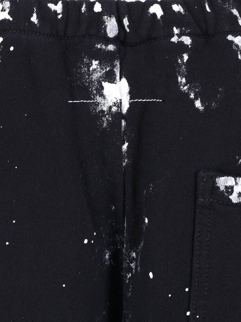 Maison Margiela Black Distressed Splatter Pattern Sport Trousers Zwart