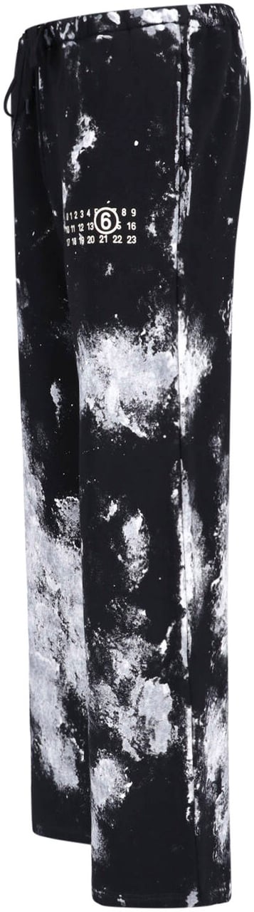 Maison Margiela Black Distressed Splatter Pattern Sport Trousers Zwart