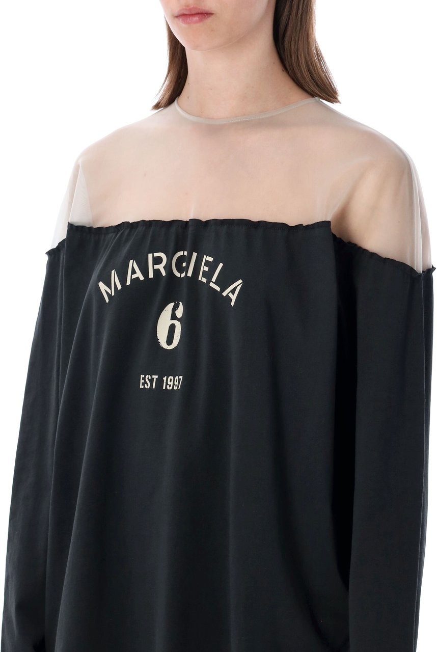 Maison Margiela Off Shoulder Tshirt Nero Zwart