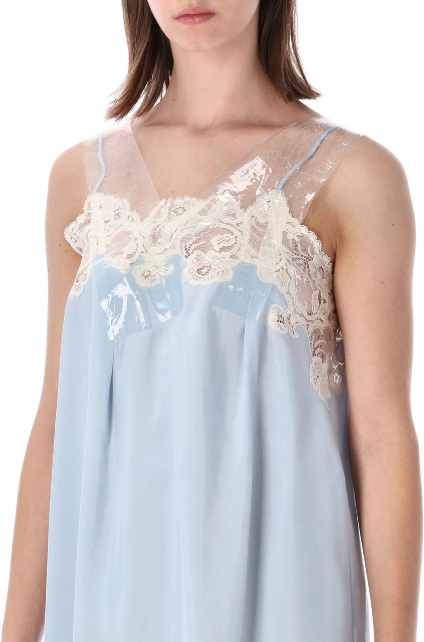 Maison Margiela Tape Mini Slip Dres Blu Lichtblauw
