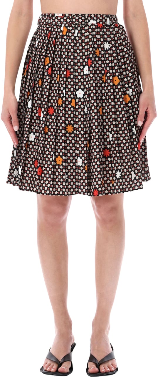 Maison Margiela Plitted Skirt Flower Black Flower Zwart