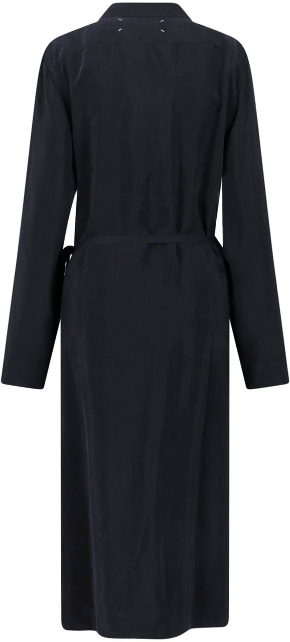 Maison Margiela Black Draped Cut-Out Cupro Midi Dress Zwart