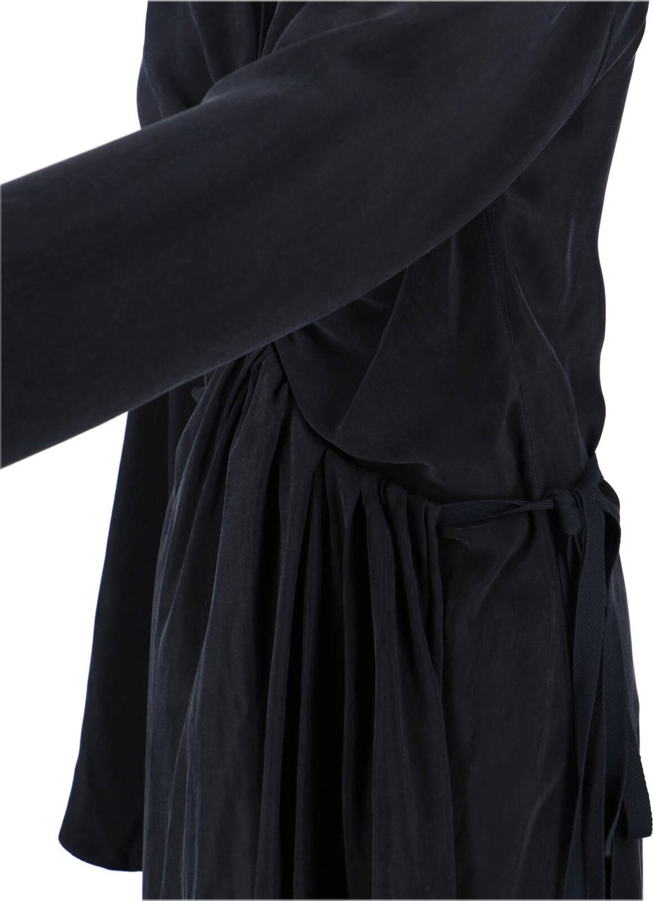 Maison Margiela Black Draped Cut-Out Cupro Midi Dress Zwart