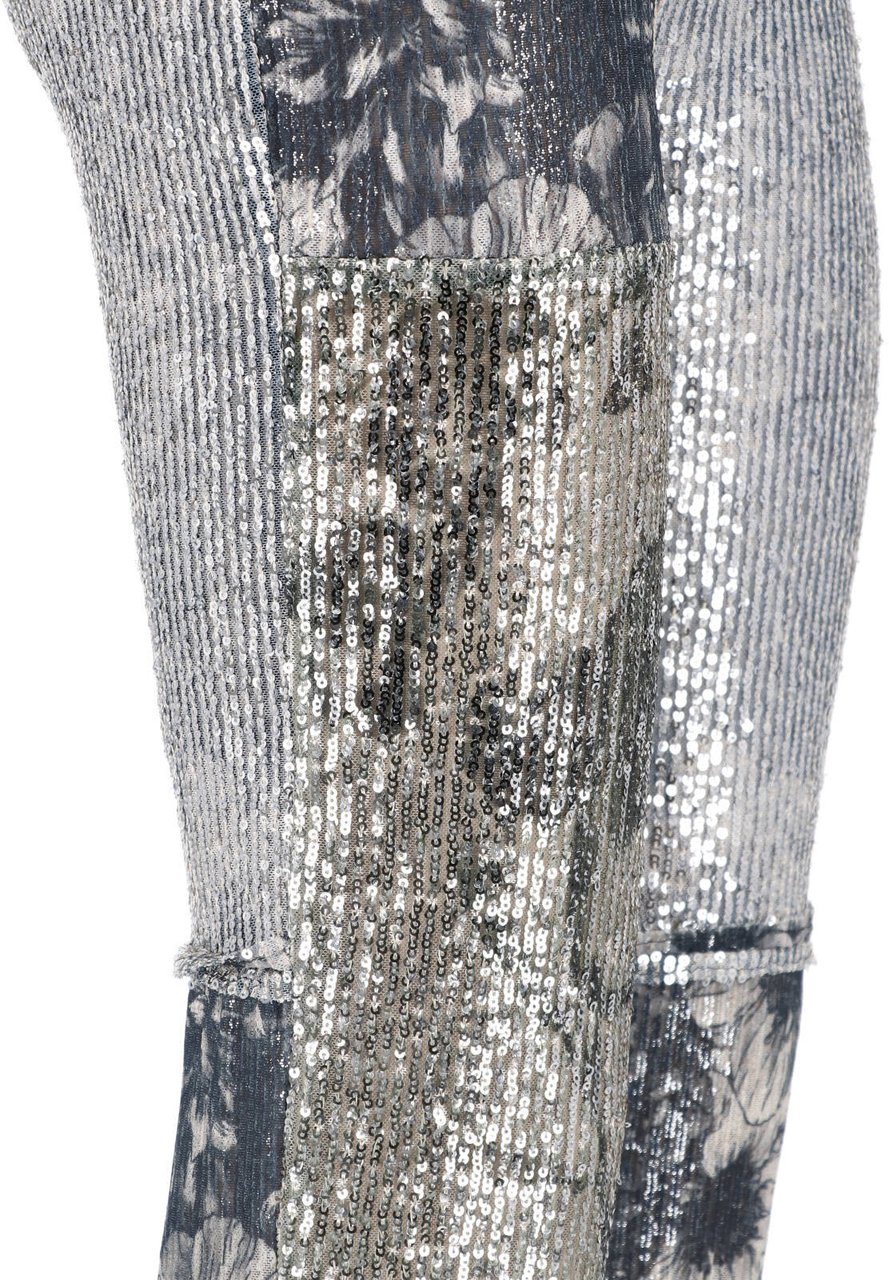 Maison Margiela Monochrome Patchwork Floral Sequin Trousers Grijs