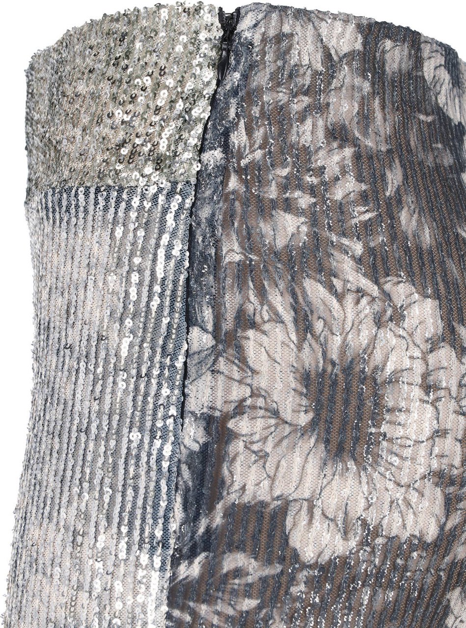 Maison Margiela Monochrome Patchwork Floral Sequin Trousers Grijs