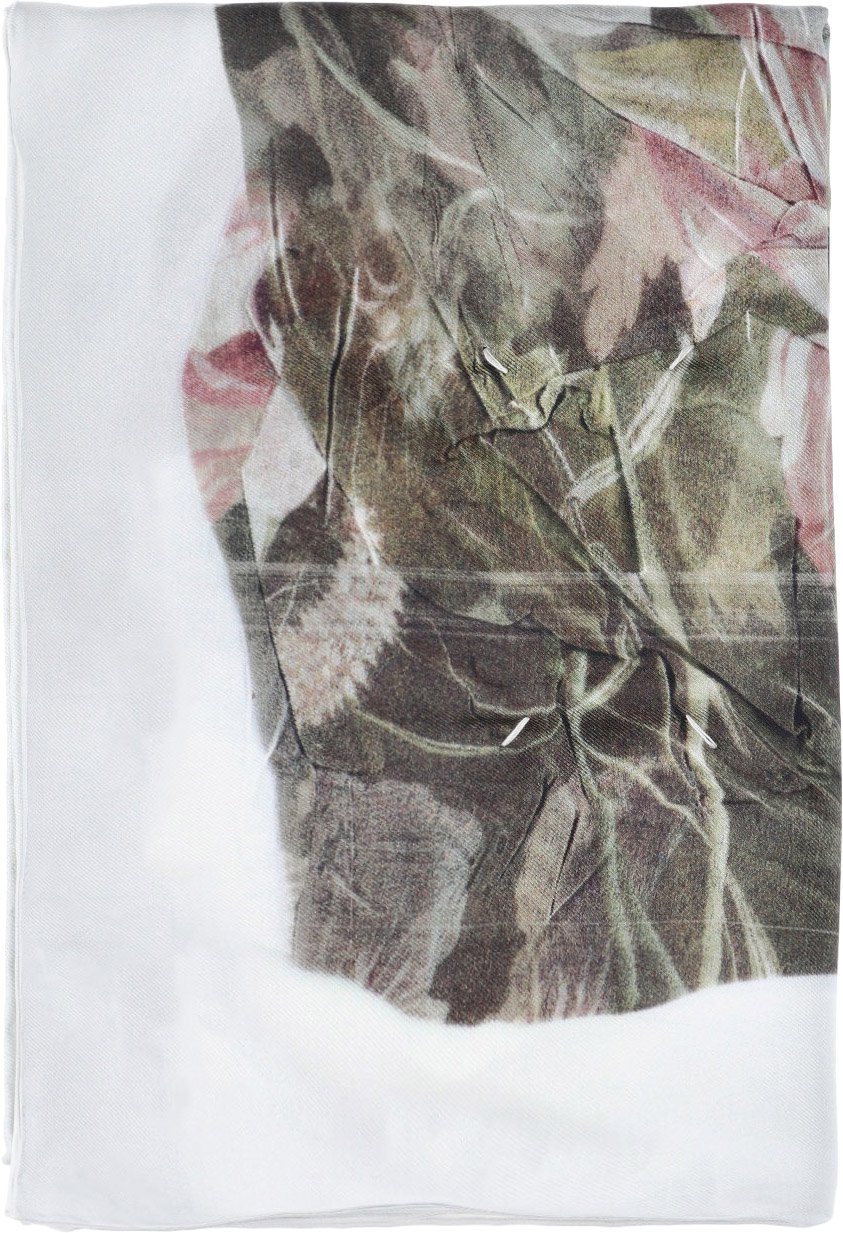 Maison Margiela Multicolor Faded Floral Print Silk Scarf Wit