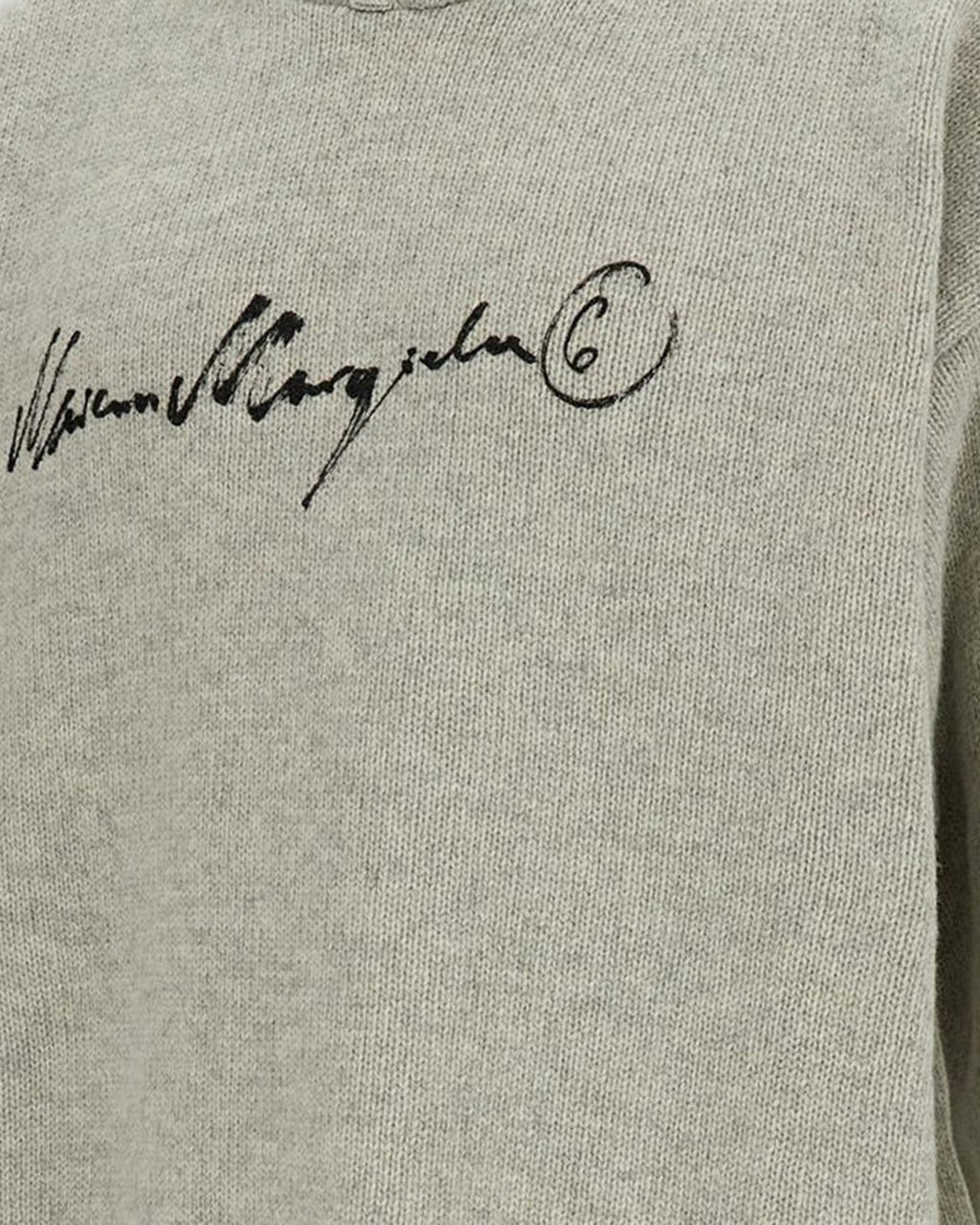 Maison Margiela Sweaters Grey Melange-Black Print Lichtgrijs