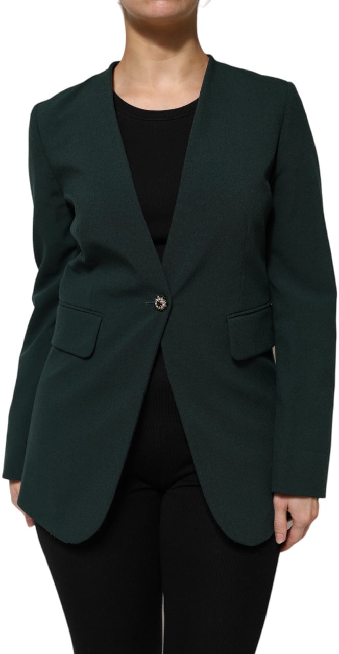 Maison Margiela Green Single Breasted One Button Coat Jacket Groen