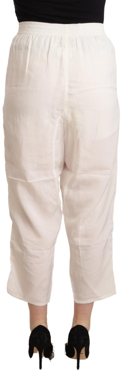 Maison Margiela White High Waist Cropped Women Trouser Pants Wit