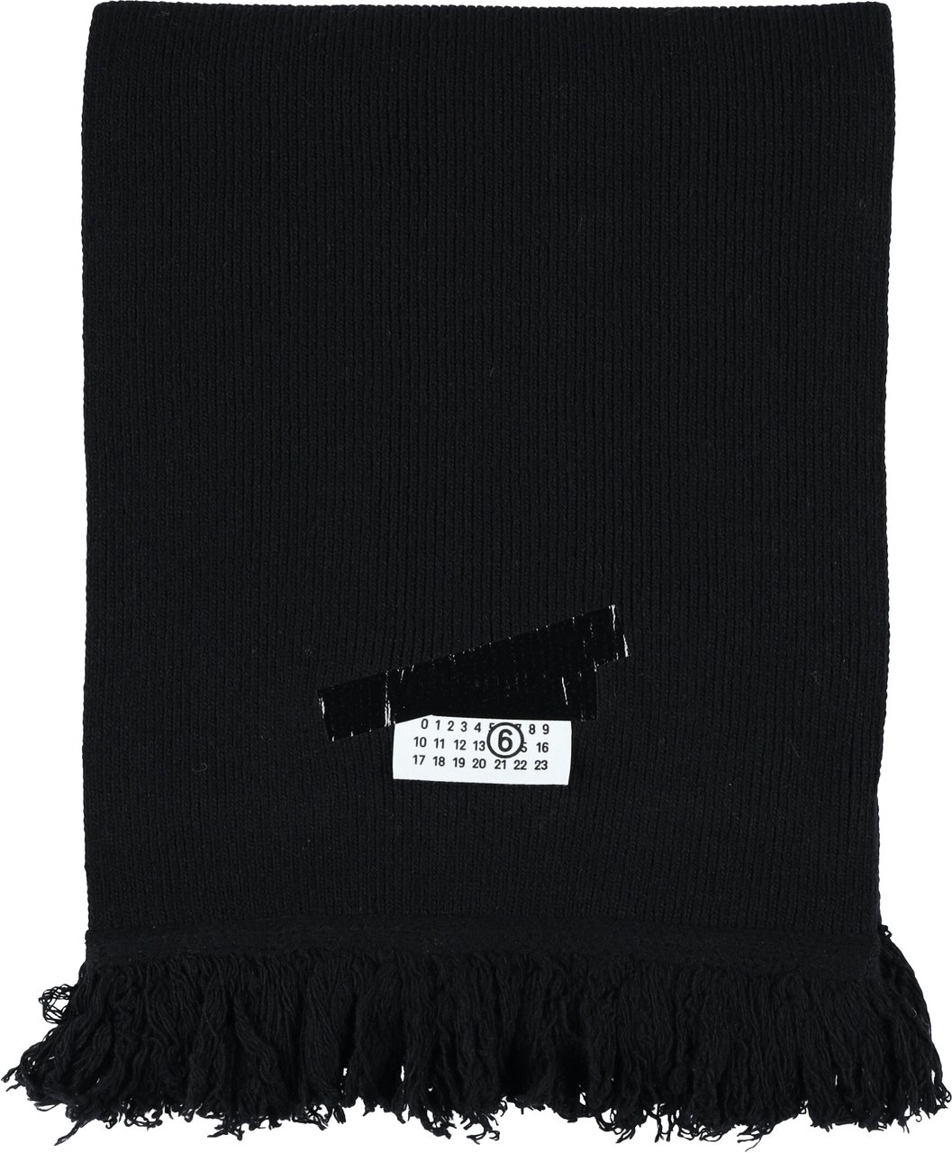 Maison Margiela Rectangular Wool Scarf with Iconic Numeric Label Zwart