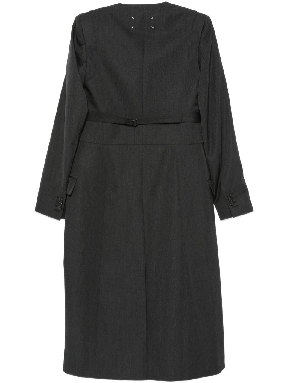 Maison Margiela Grey V-Neck Single Breasted Long Coat Zwart