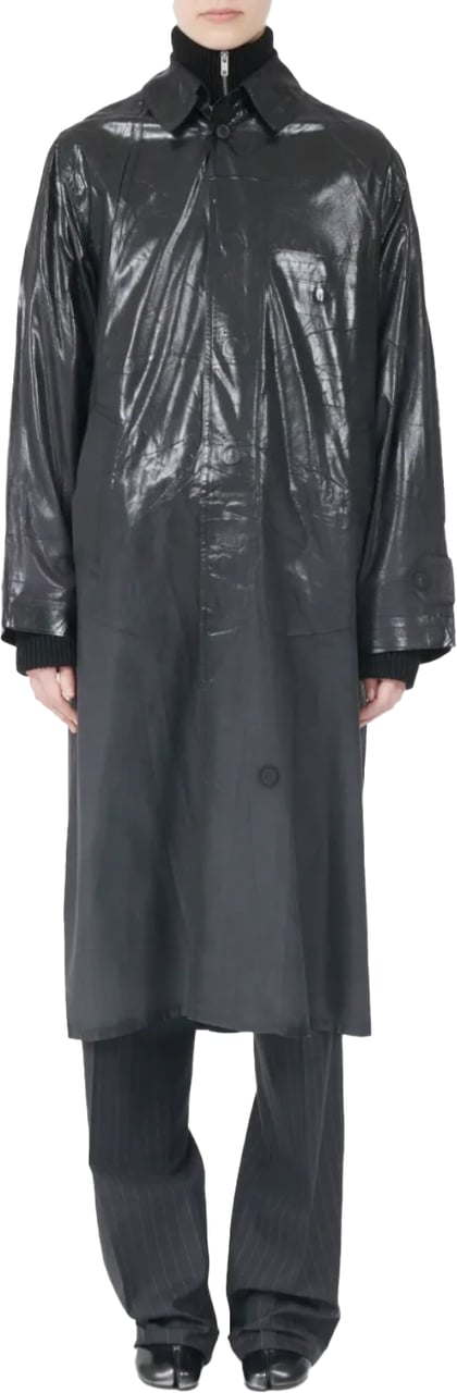 Maison Margiela Coated Trench Coat Black Zwart