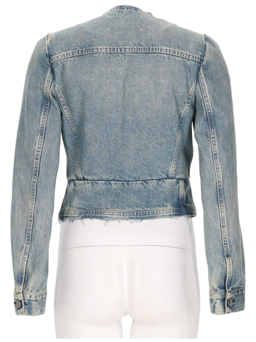 Maison Margiela Cropped Denim Sports Jacket with Raw Hem Wit