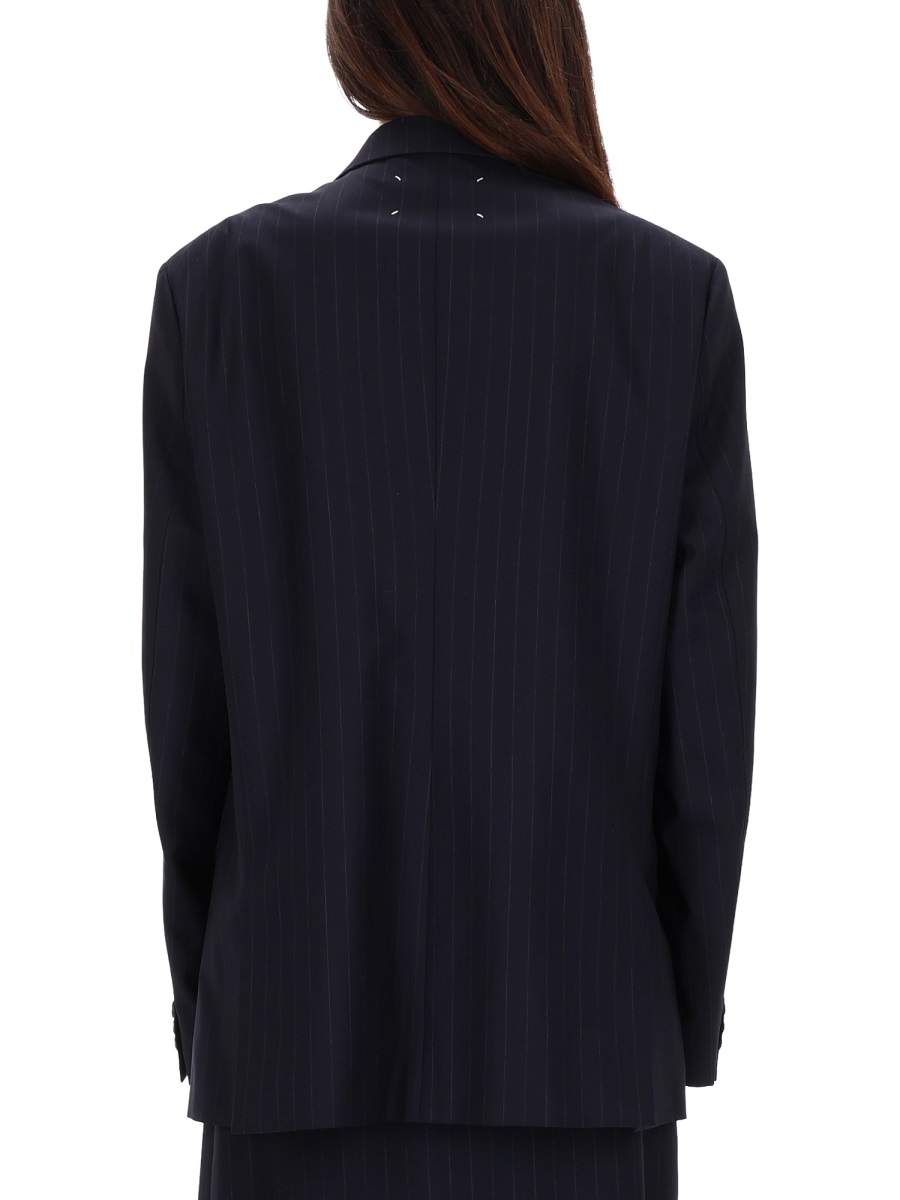 Maison Margiela Oversized Structured Wool Pinstripe Jacket Zwart