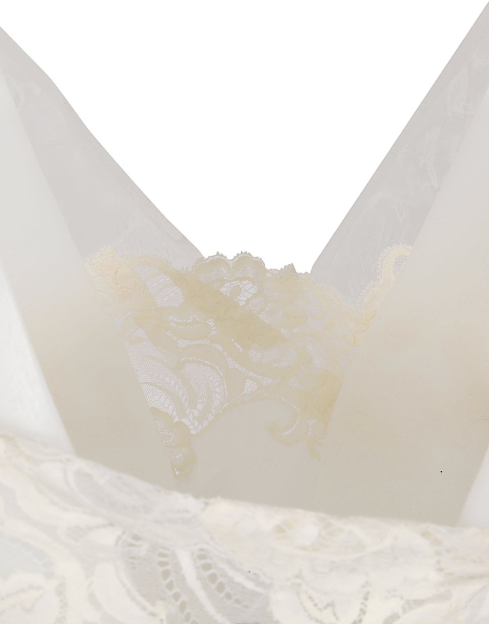 Maison Margiela White Silk Slip Dress with Lace Inserts Wit