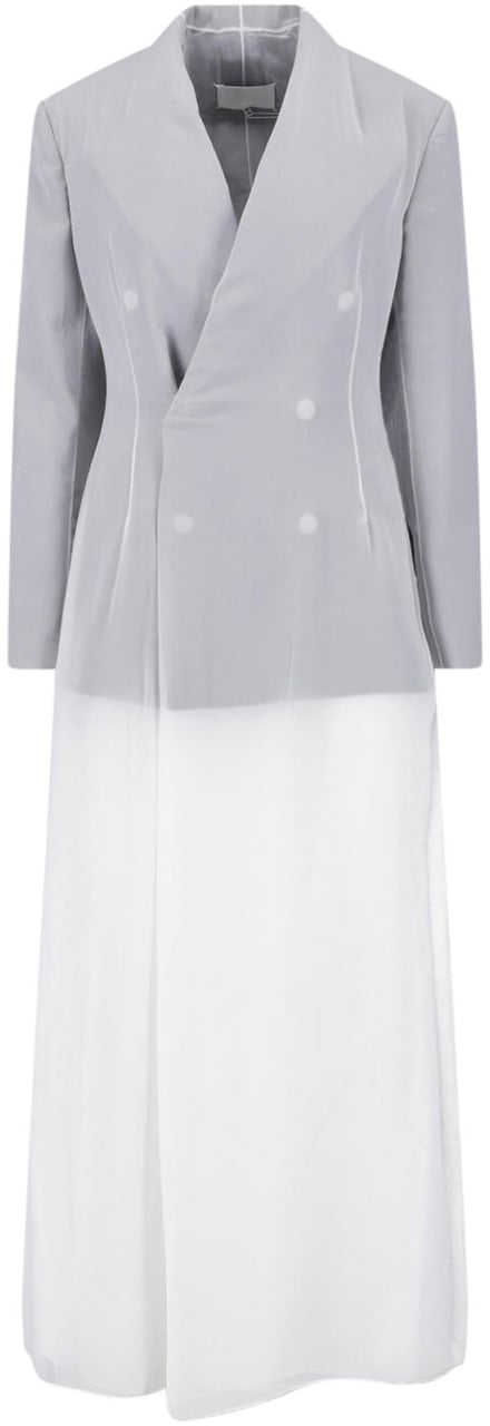 Maison Margiela White Tailored Two-Tone Maxi Dress Grijs