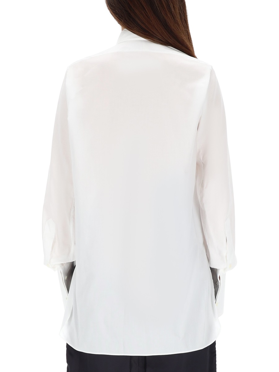 Maison Margiela White Cotton Pointed Collar Shirt Wit