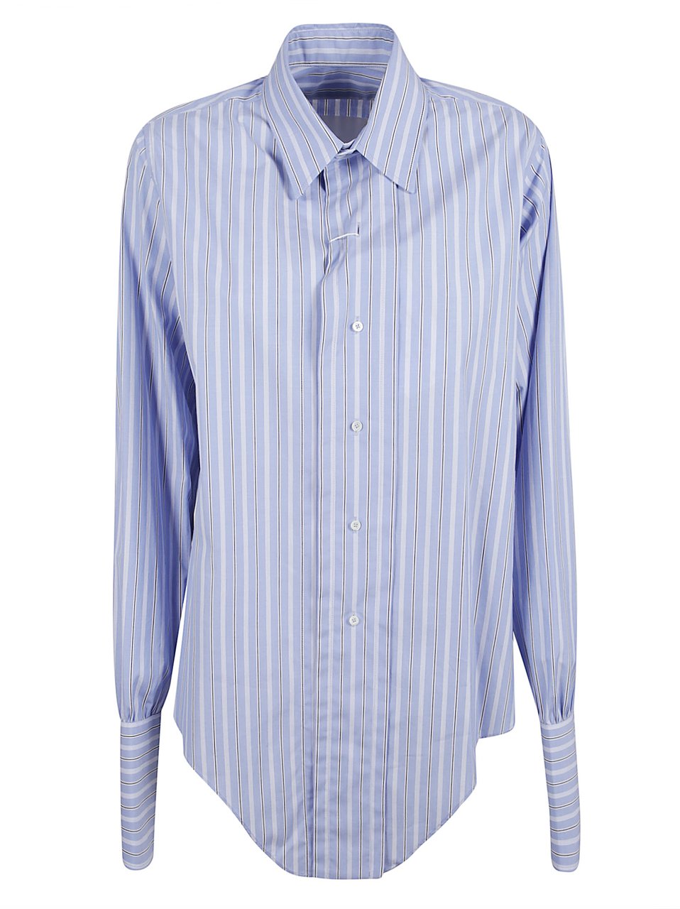 Maison Margiela Striped Cotton Poplin Button-Down Shirt Blauw