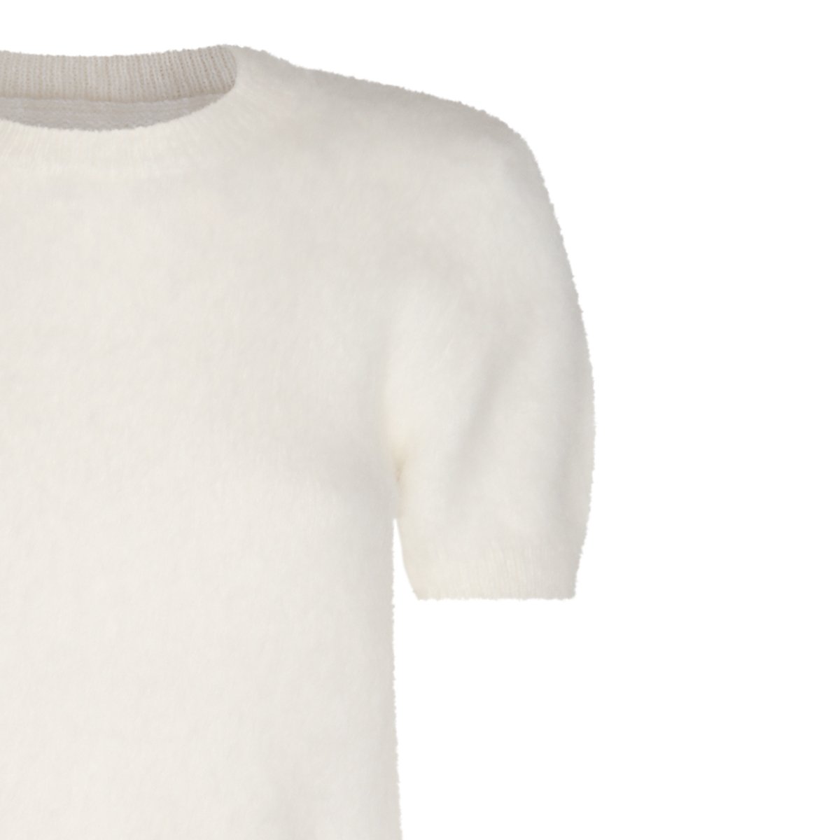 Maison Margiela Wool Blend T-Shirt With Brushed Texture And Ribbed Detailing Neutraal
