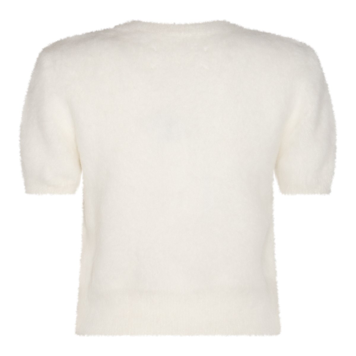 Maison Margiela Wool Blend T-Shirt With Brushed Texture And Ribbed Detailing Neutraal