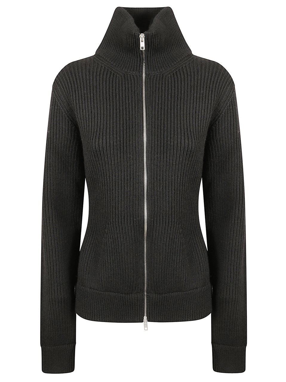 Maison Margiela Ribbed Knit Sweater With High Collar Zwart
