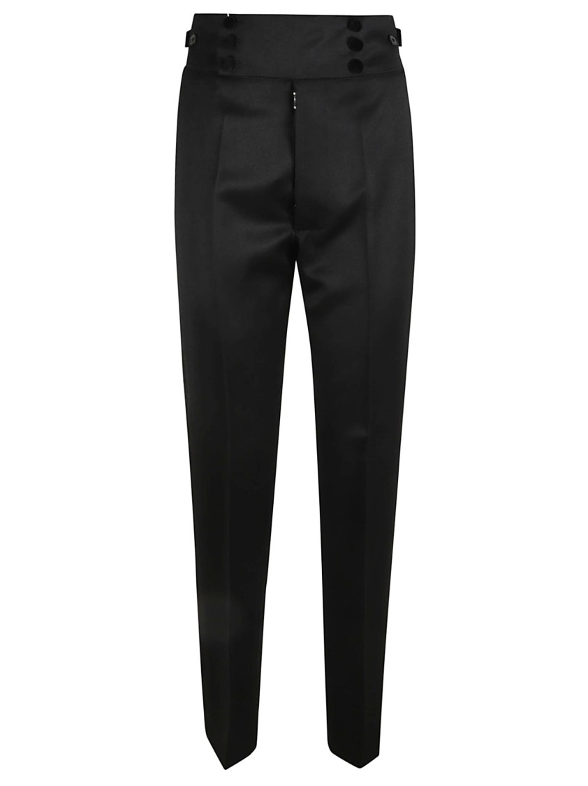 Maison Margiela Tailored Black Trousers With High Waist Zwart