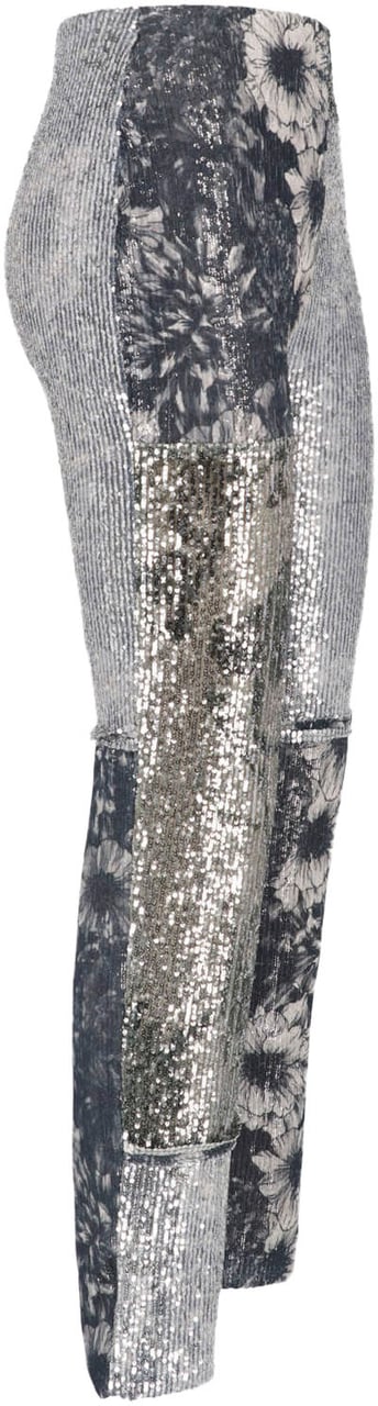 Maison Margiela Monochrome Patchwork Floral Sequin Trousers Grijs