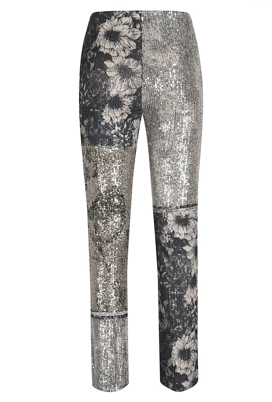 Maison Margiela Patchwork Grey Jeans with Sequined Panels and Cropped Cut Grijs