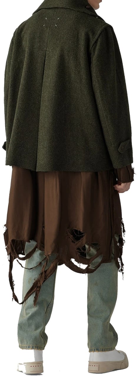 Maison Margiela Maison Margiela Destroyed-Look Coat Groen