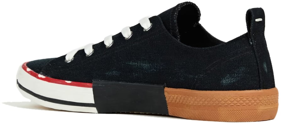 Maison Margiela Printed Logo Canvas Sneakers Zwart