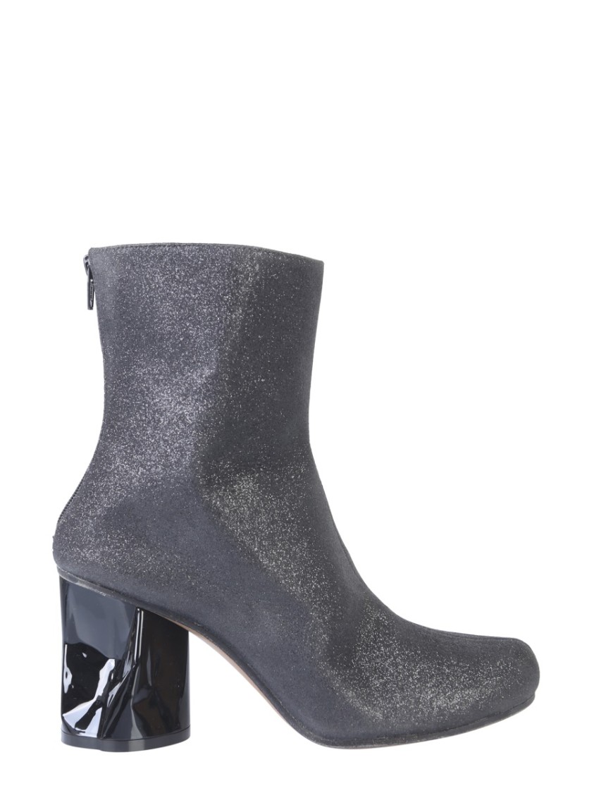 Maison Margiela Ankle Boot With Crushed-Effect Block Heel Grijs