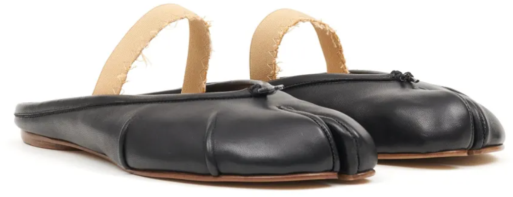 Maison Margiela Tabi Ballerina Mule Elastic Band Black Zwart