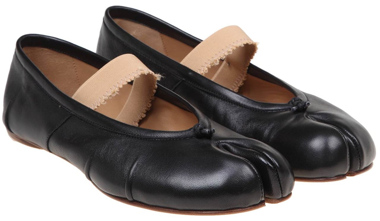 Maison Margiela Tabi maison margiela ballerina with leather elastic Zwart
