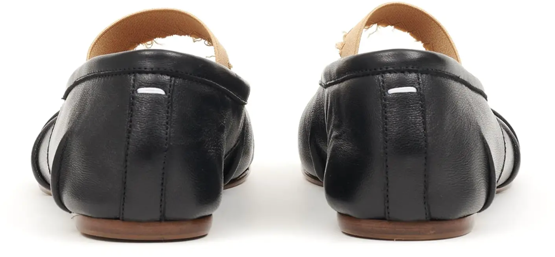 Maison Margiela Tabi Ballerina Flat Elastic Band Black Zwart