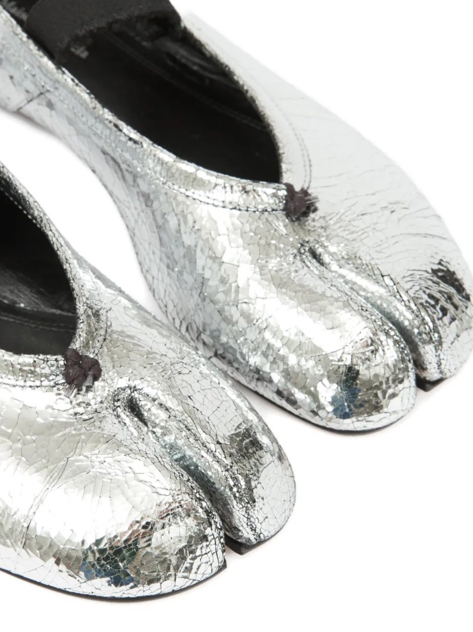 Maison Margiela Tabi Ballerina Flat Elastic Band Broken Mirror/elastic Zilver