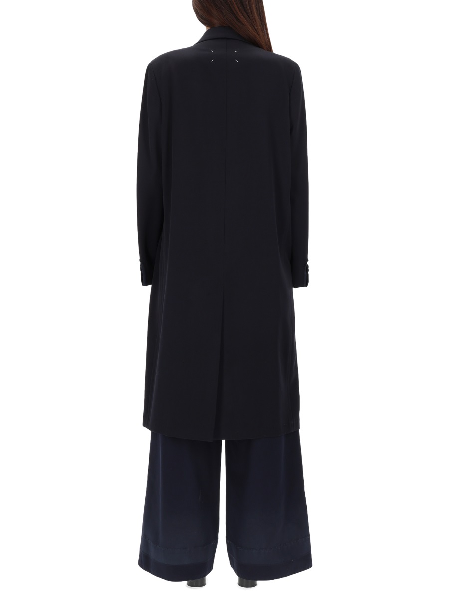 Maison Margiela Black Virgin Wool Long Coat Zwart
