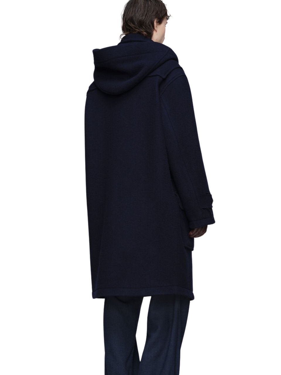 Maison Margiela Navy Blue Wool Coat With Toggle Fastening And Flap Pockets Zwart
