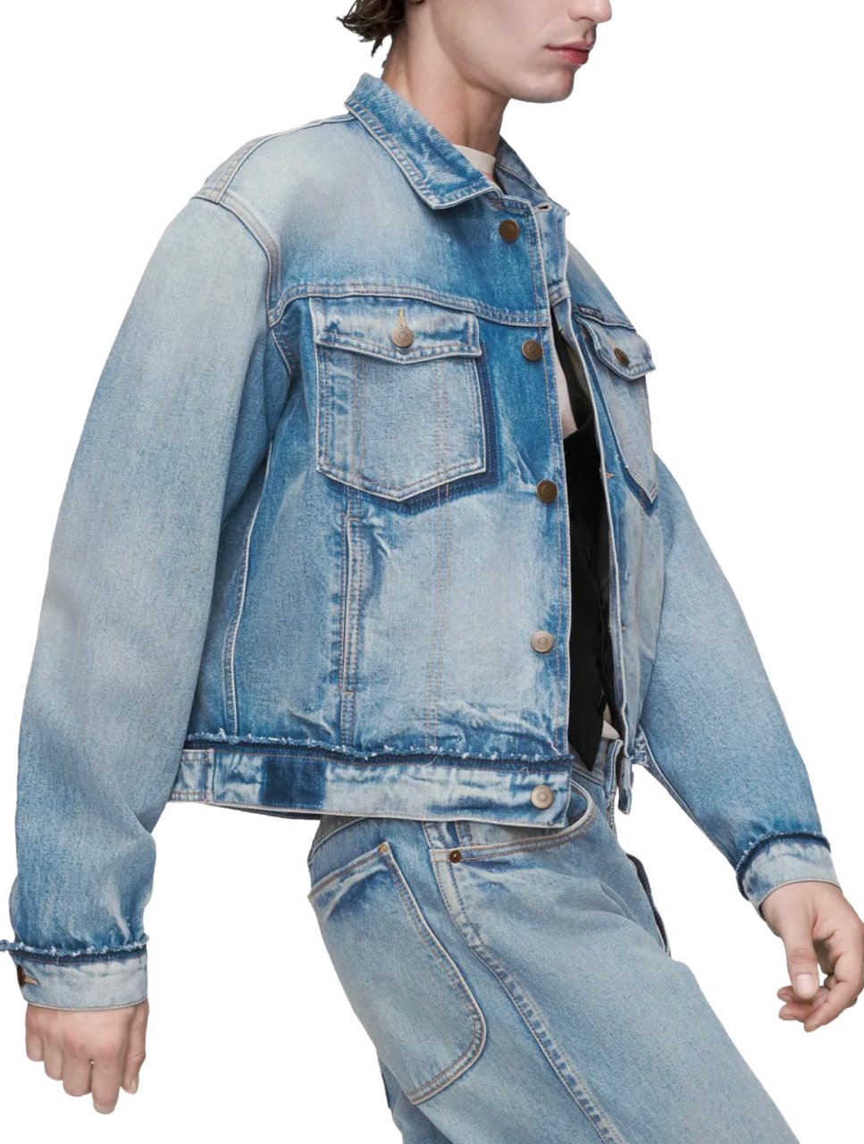 Maison Margiela Sportsjacket Washed Blue Blauw