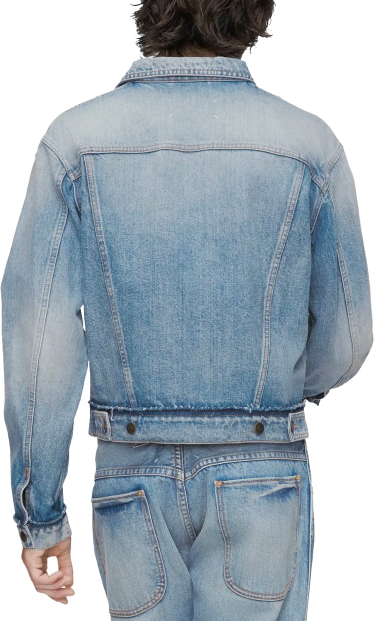 Maison Margiela Sportsjacket Washed Blue Blauw