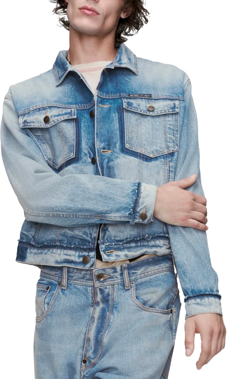 Maison Margiela Sportsjacket Washed Blue Blauw