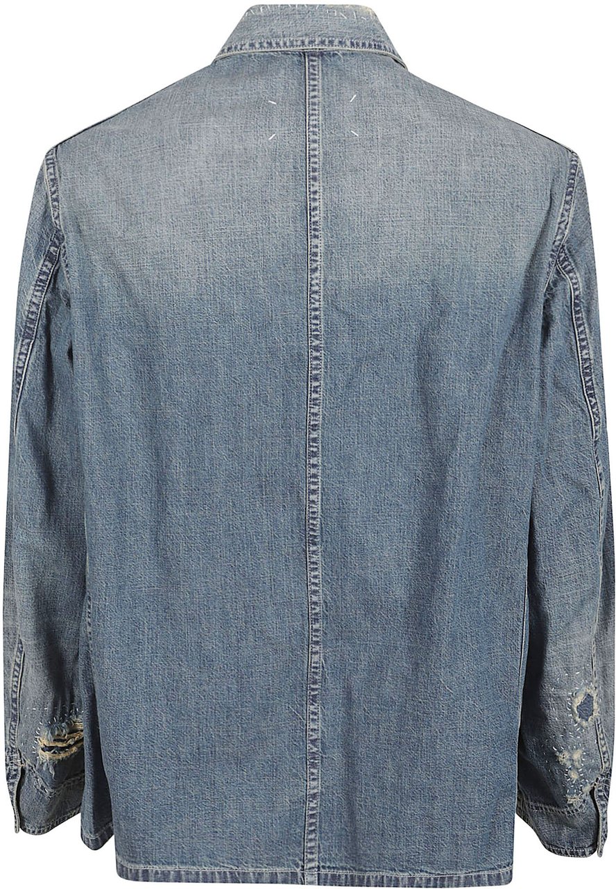 Maison Margiela Vintage-Inspired Denim Jacket with Button-Up Front Blauw
