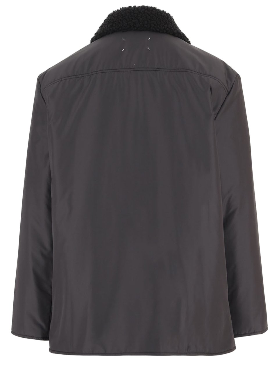 Maison Margiela Nylon Jacket With Synthetic Shearling Collar And Front Patch Pockets Grijs