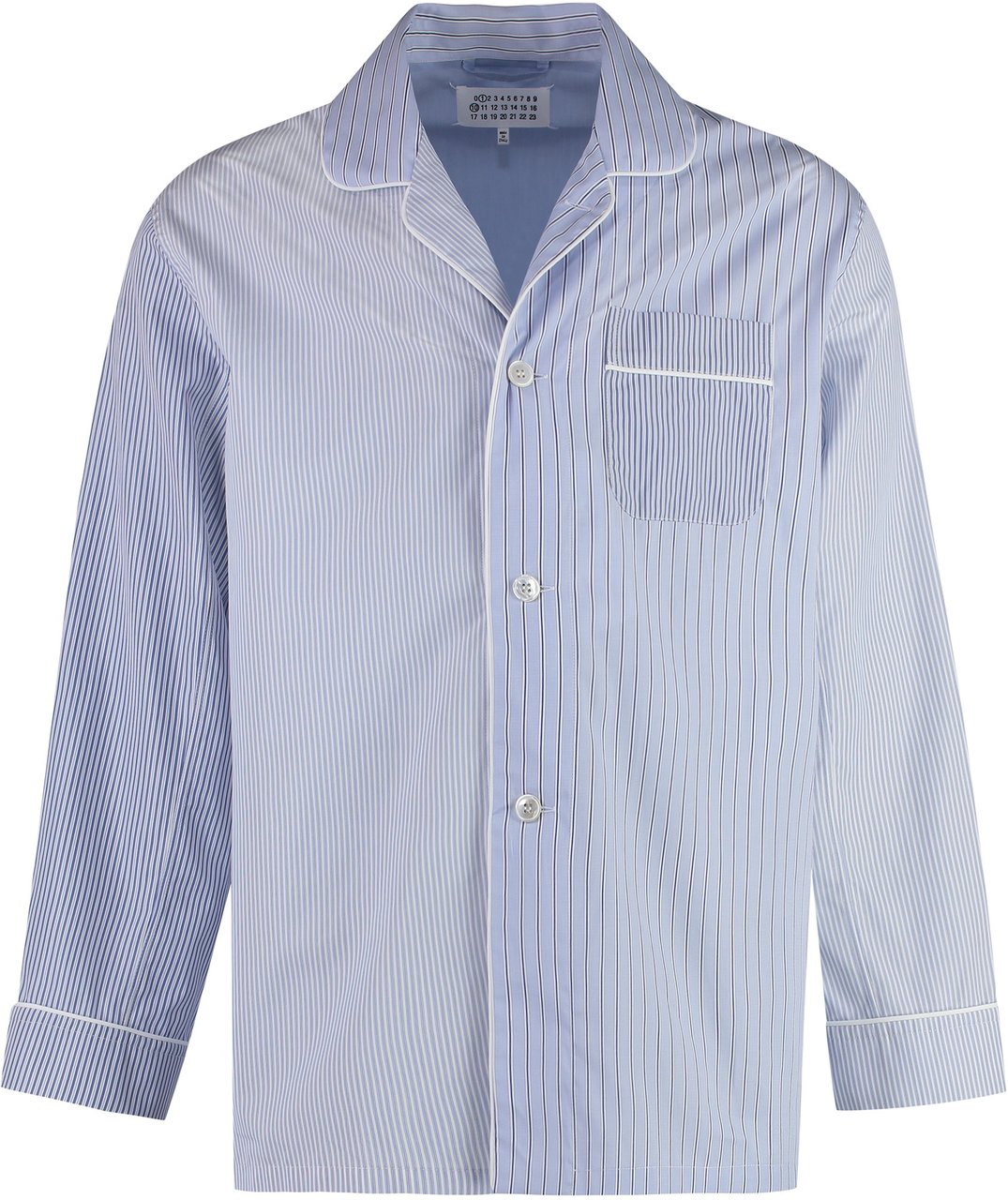 Maison Margiela Striped cotton pajama shirt Blauw