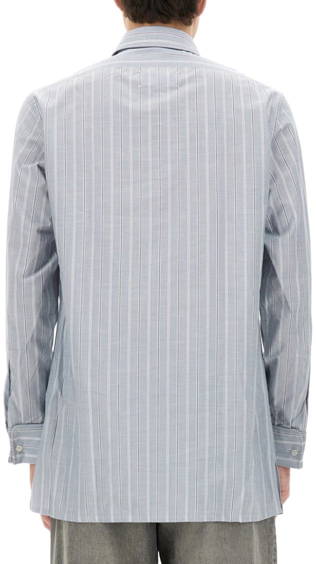 Maison Margiela Classic Striped Button-Down Shirt In Soft Cotton Blauw