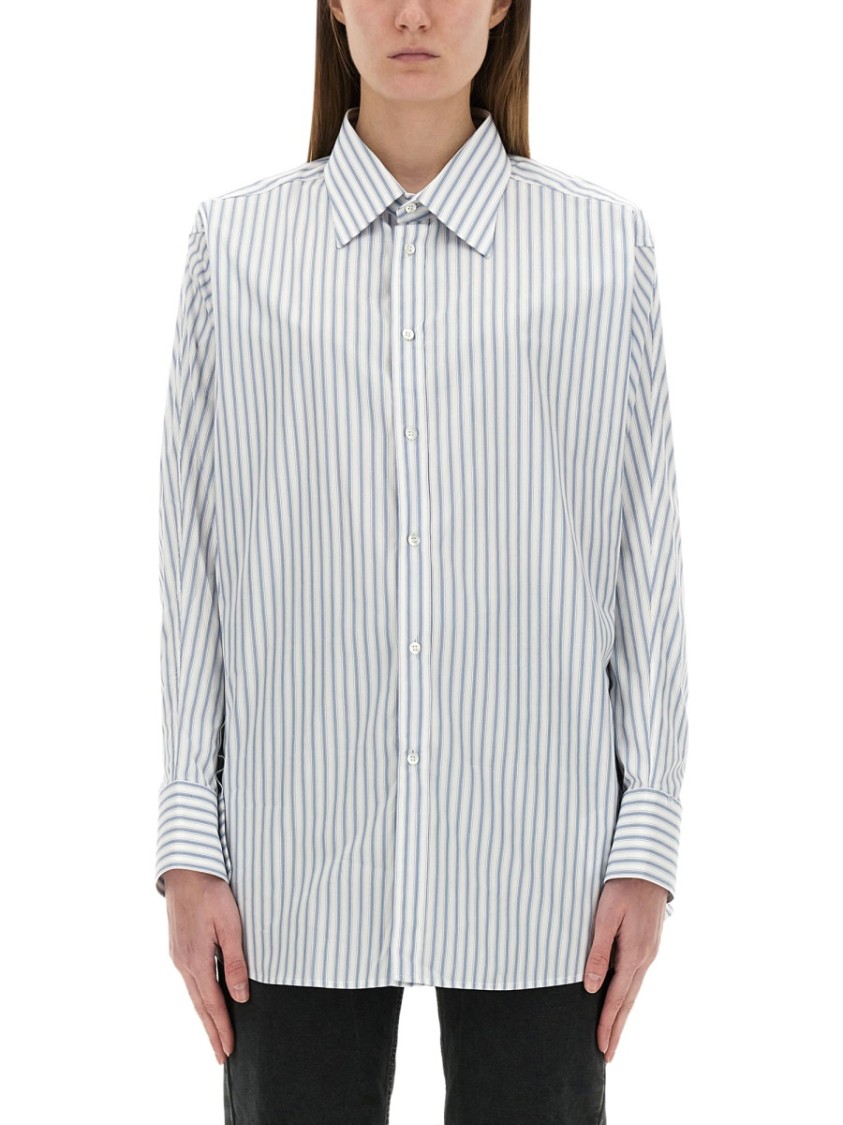 Maison Margiela Striped Cotton Shirt Blauw