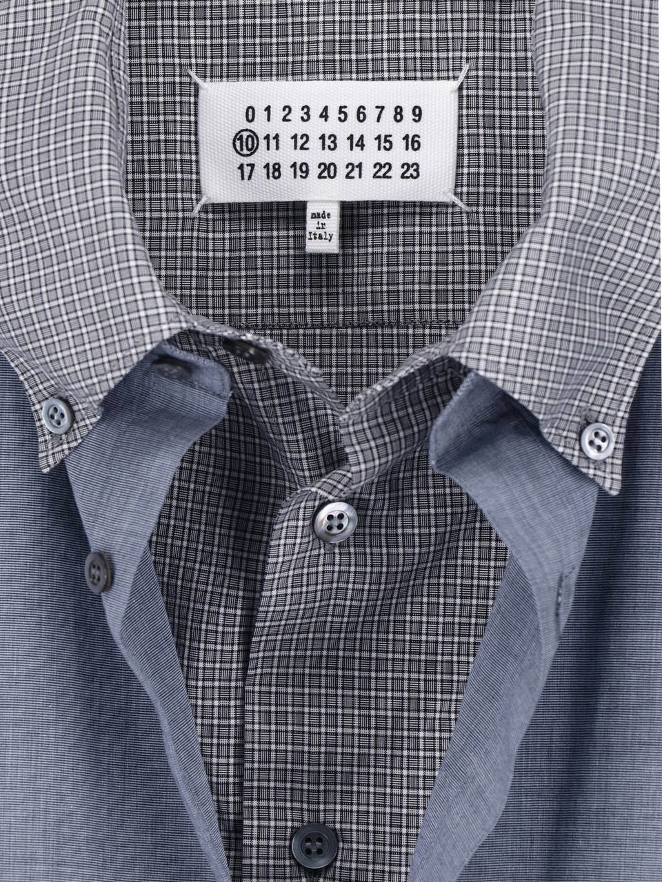Maison Margiela Blue Cotton Layered Button-Down Shirt Blauw