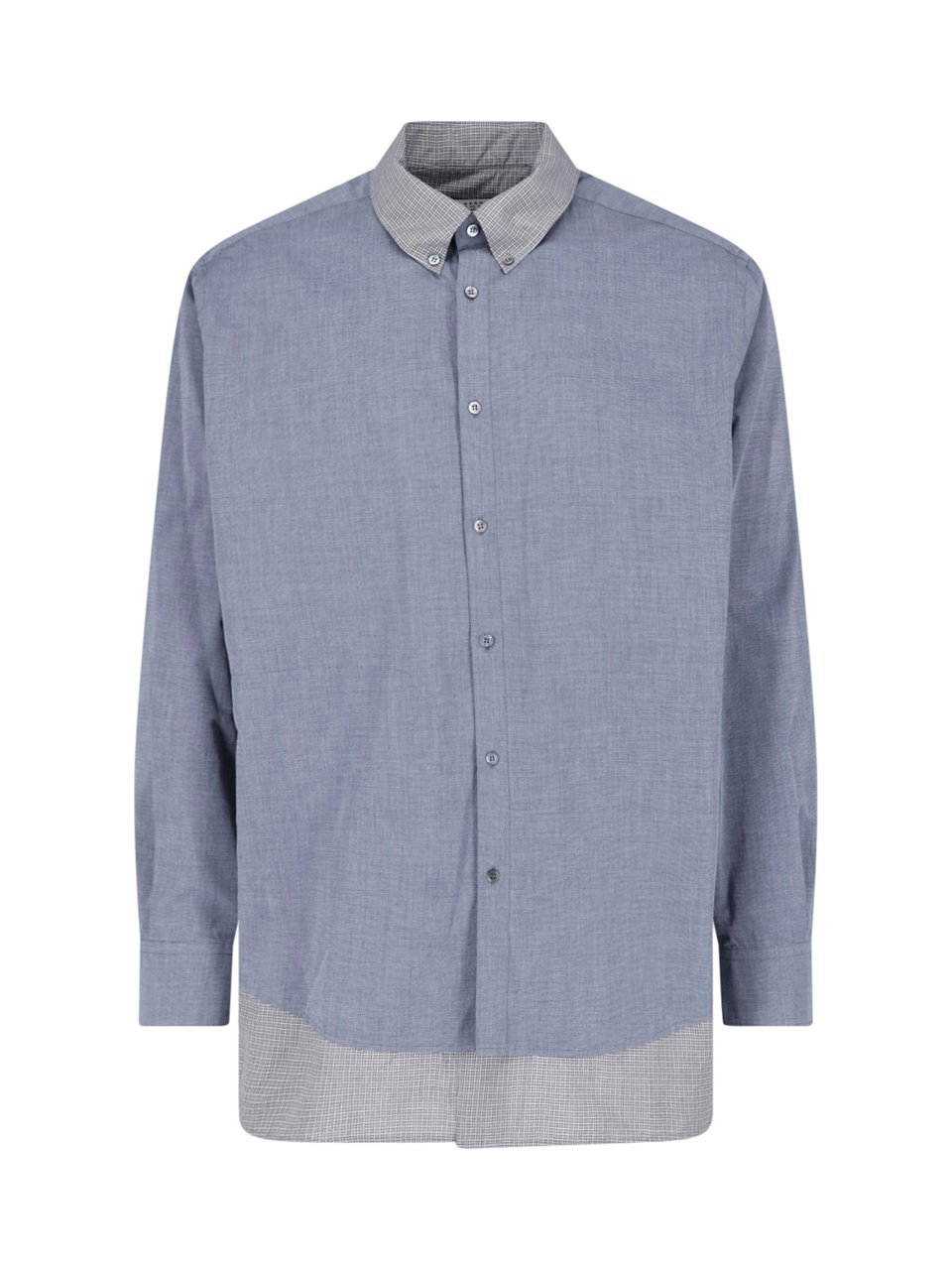 Maison Margiela Blue Cotton Layered Button-Down Shirt Blauw